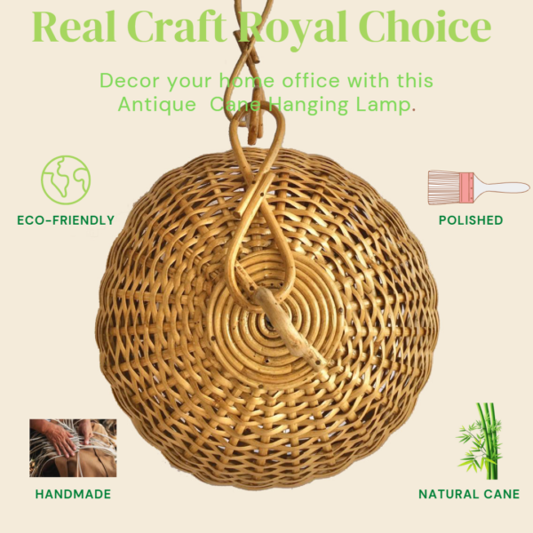 Rattan Hanging Lamp Light Fixture Decorative Rustic Handmade - Image 5