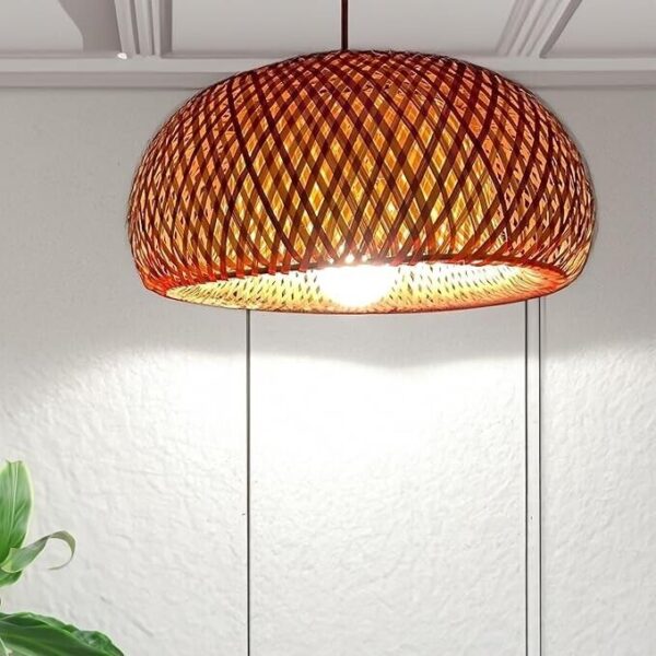 Rattan Hanging Lamp Shade Decoration Light Fixture Decorative Rustic Handmade - Image 3