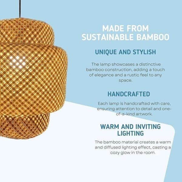 Rattan Hanging Lamp Shade Decoration Light Fixture Decorative Rustic Handmade - Image 4