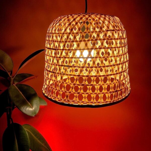 Rattan Hanging Lamp Shade Decoration Light Fixture Decorative Rustic Handmade - Image 3