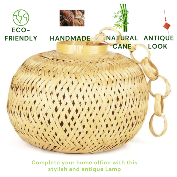 Rattan Hanging Lamp Shade Decoration Light Fixture Decorative Rustic Handmade - Image 3