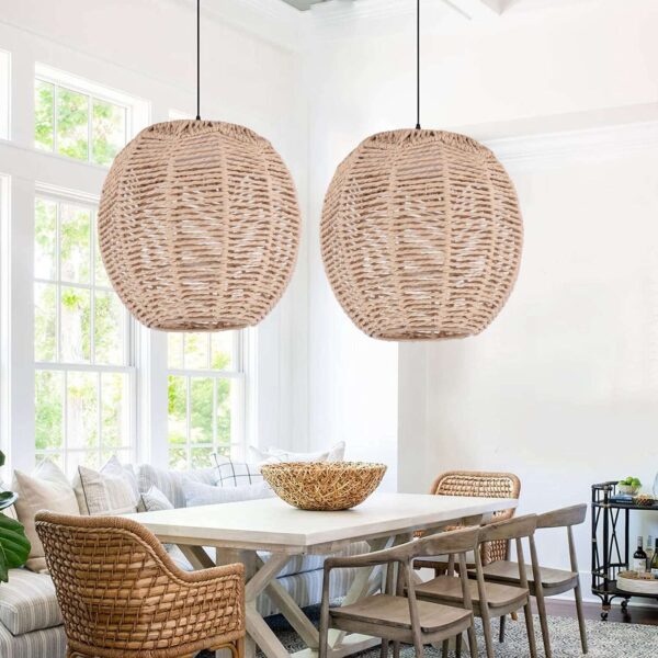 Rattan Lamp Cover Handmade Woven Chandelier Retro Lampshade8124 - Image 6