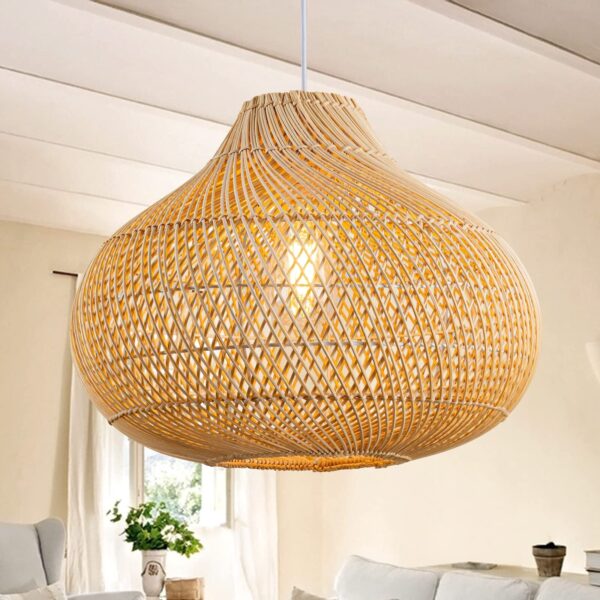 Rattan Pendant Lights, Large Wicker Chandelier Hand-Woven Boho Pendant Light ...