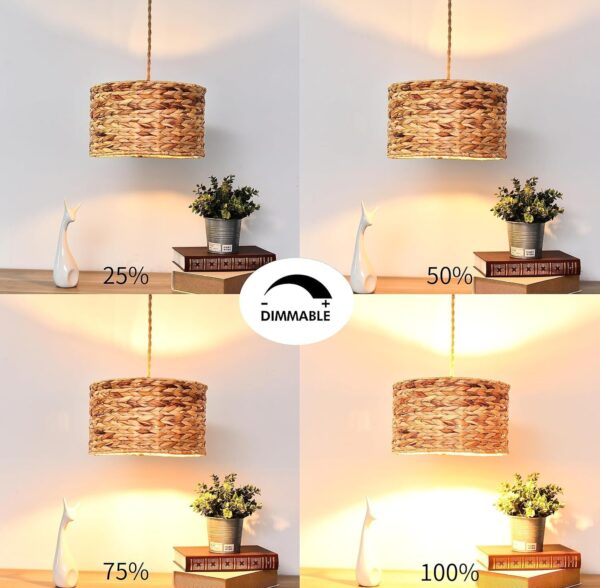 Rattan Plug in Pendant Light Hand Wicker Bamboo Shade,Boho Hanging Lights - Image 2