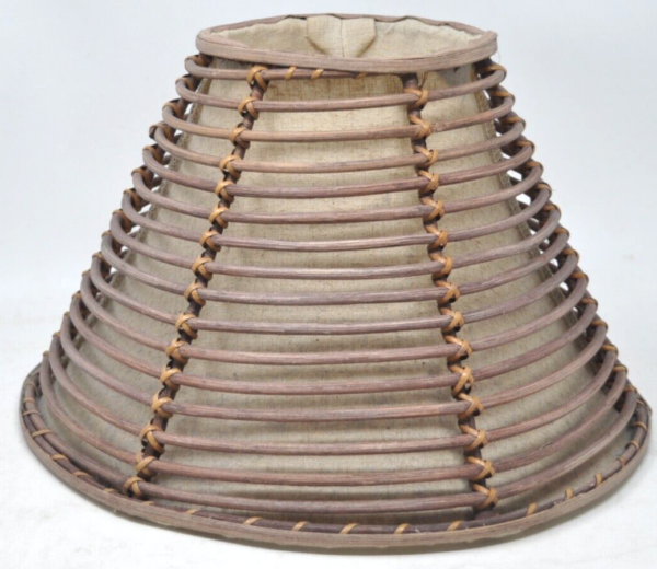Rattan Twig Wrap Lamp Shade Linen Lined 8 3/8”T 11 3/8”Diam Base 5.5”Diam Top