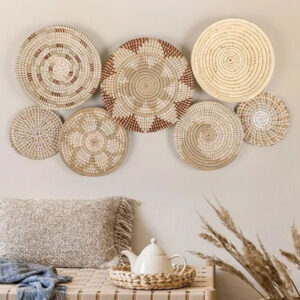 Set Rattan Wall Basket for Boho Home Decor