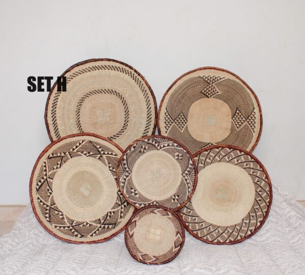 Rattan Wall Mounted Binga Decor Wicker Boho 6 Hanging Woven Baskets 10" - 21"