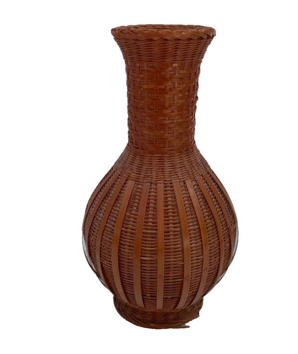 Rattan Wicker Flower Basket Vase Hand Woven Boho Tropical Decor 8"X4" Ikebana