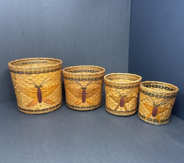 Rattan Wicker Woven Dual Sided Butterfly Nesting Baskets Planter Pots Set Of 4