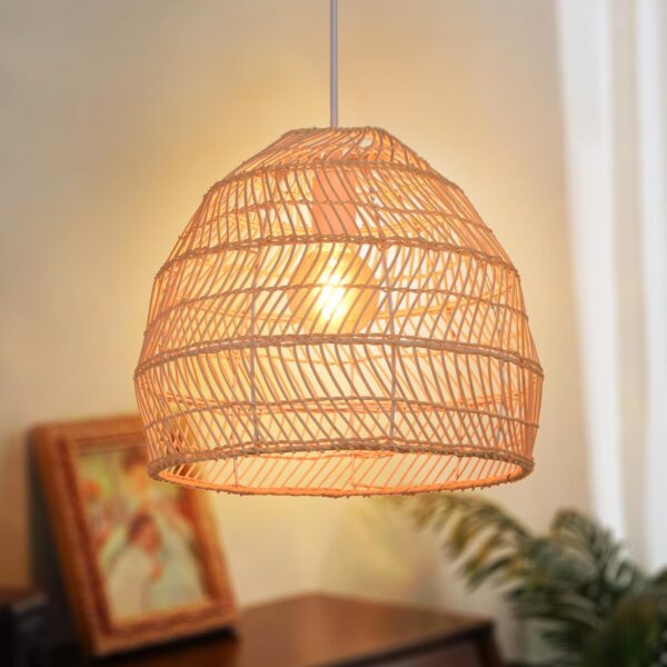 Rattan Woven Pendant Fixture Shades, Handmade Hanging Ceiling Lamp Crafts Lam... - Image 2