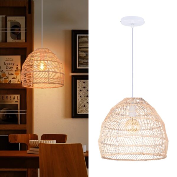 Rattan Woven Pendant Fixture Shades, Handmade Hanging Ceiling Lamp Crafts Lam...