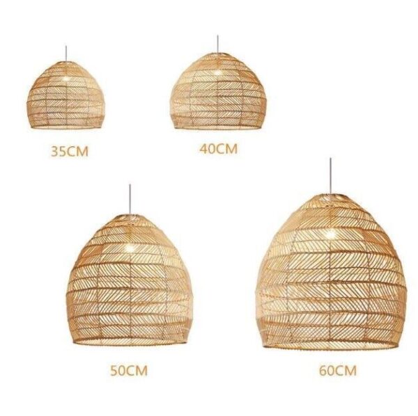 Rattan Woven Pendant Light Basket Light Fixture Handmade Hanging Ceiling Lamp - Image 4