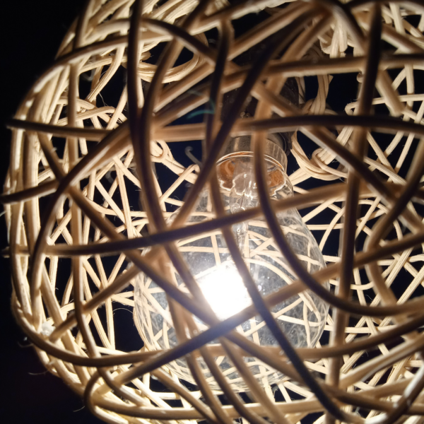 Ratton Lamp Shade Round Handmade Cane Light Eco Friendly Natural Wicker Home Dec - Image 3