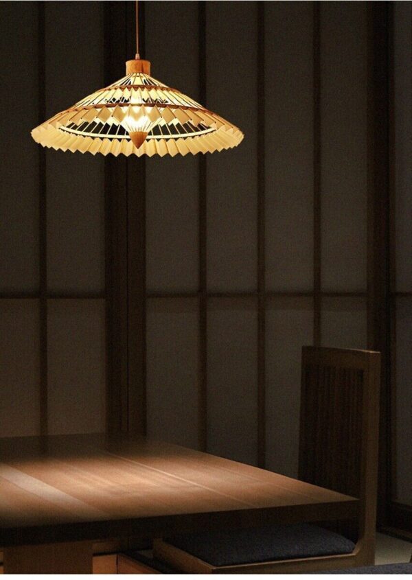 Retro Bamboo Pendant Light Chandelier Rattan Umbrella Shape Lamp Hanging Light - Image 6