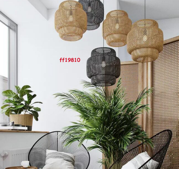 Retro Bamboo Rattan Wicker Chandelier Lantern Pendant Lamp Ceiling Light Fixture