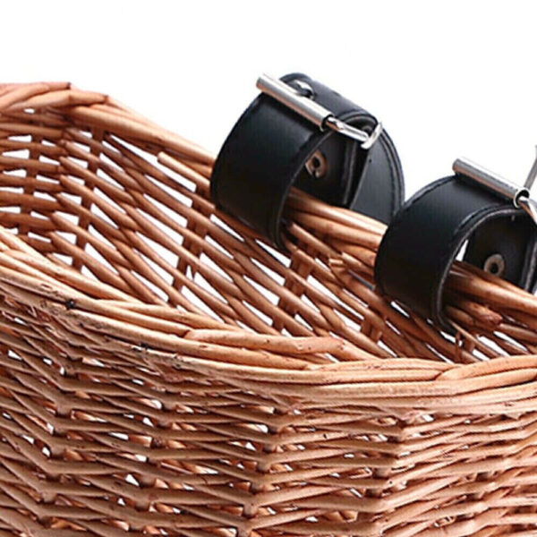 Retro Bike Basket Wicker Woven Bicycle Front Basket Handlebar Storage Basket - Image 3