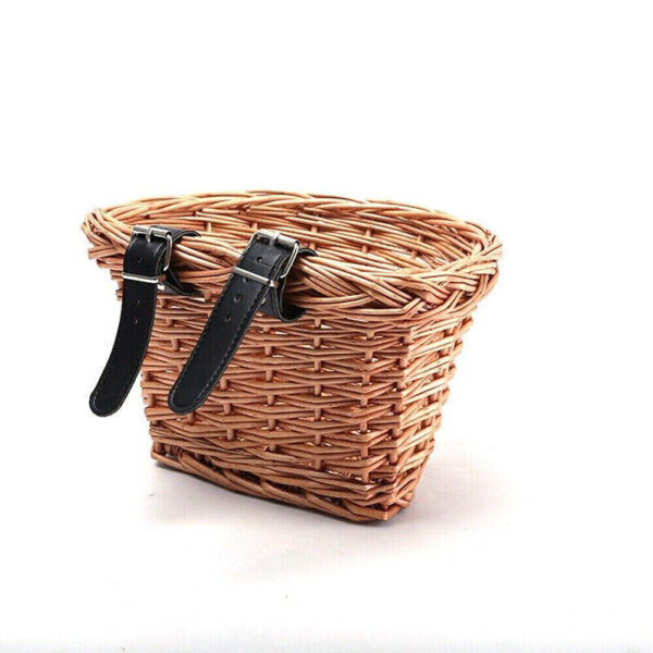 Retro Bike Basket Wicker Woven Bicycle Front Basket Handlebar Storage Basket - Image 4