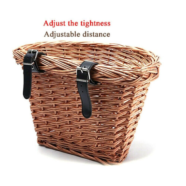 Retro Bike Basket Wicker Woven Bicycle Front Basket Handlebar Storage Basket - Image 6