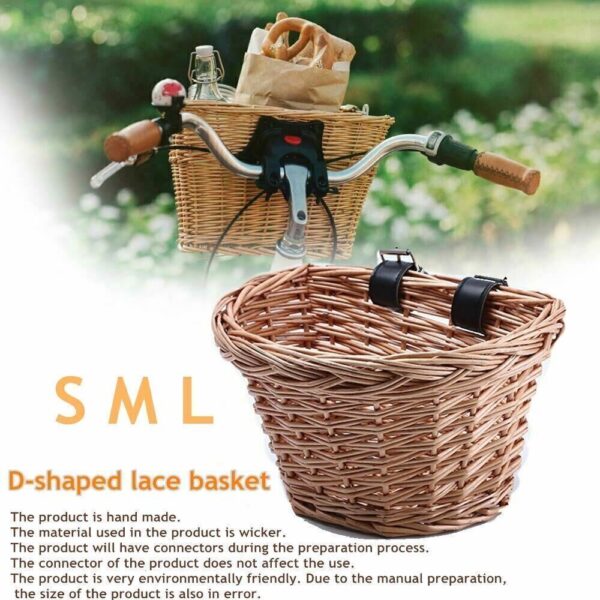 Retro Bike Basket Wicker Woven Bicycle Front Basket Handlebar Storage Basket