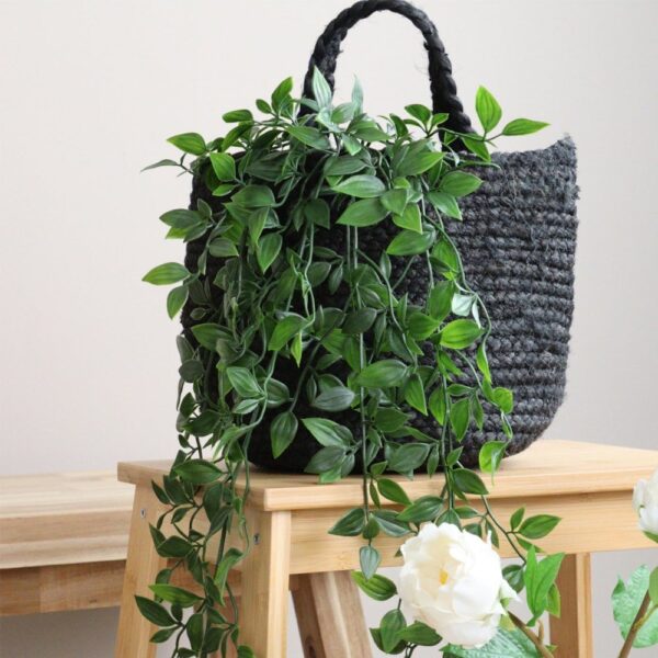 Round Black Jute Wall Storage Basket