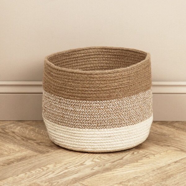 Round Multi-tone Woven Jute Planter Basket