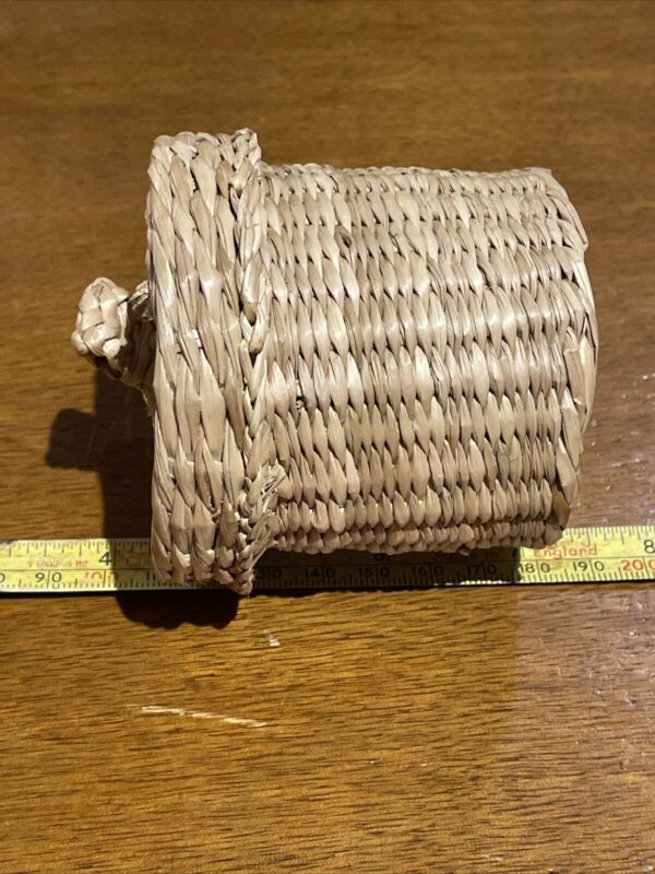 Round Seagrass Storage Basket Container Trinkets Vintage Boho With Lid HF - Image 3