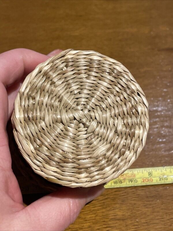 Round Seagrass Storage Basket Container Trinkets Vintage Boho With Lid HF - Image 4