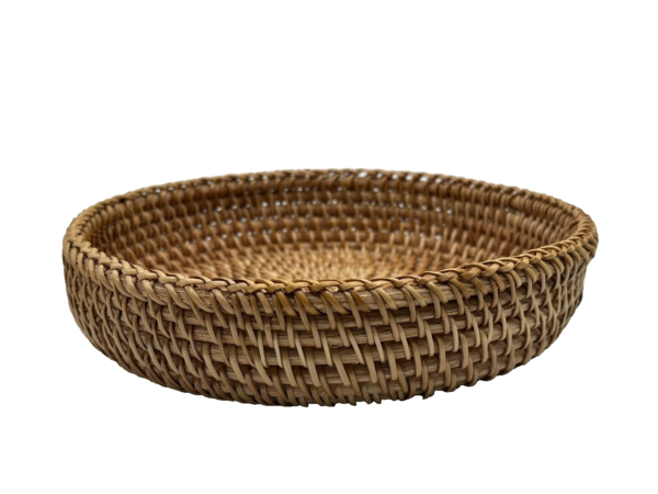 Round Tightly Woven Basket 7in dia x 1.5 in tall NEW