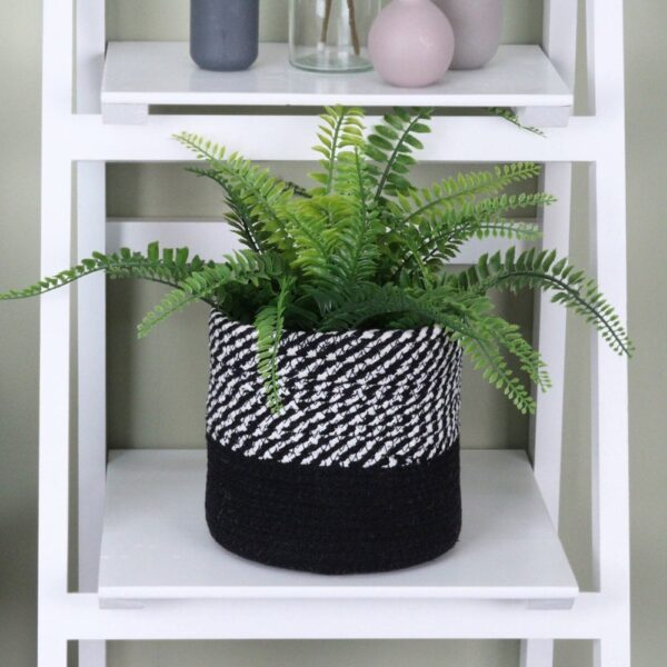 Round Two-tone Stripe Cotton Storage Basket