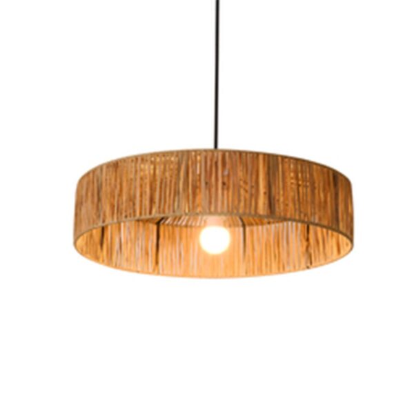 Round Wooden Ceiling Light Handwoven Bamboo Rattan Modern Minimal Rustic Ambient - Image 2