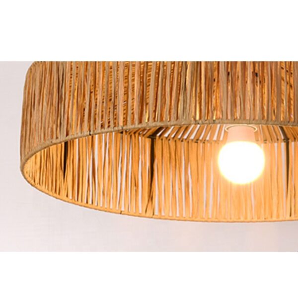 Round Wooden Ceiling Light Handwoven Bamboo Rattan Modern Minimal Rustic Ambient - Image 4