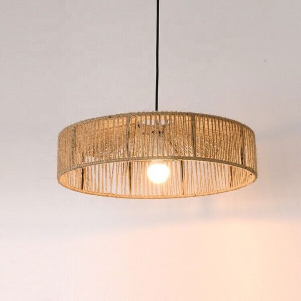 Round Wooden Ceiling Light Handwoven Bamboo Rattan Modern Minimal Rustic Ambient - Image 5