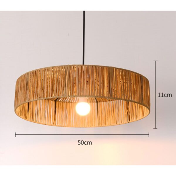 Round Wooden Ceiling Light Handwoven Bamboo Rattan Modern Minimal Rustic Ambient - Image 6