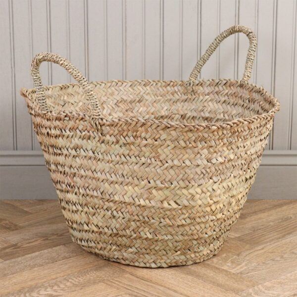 Round Woven Palm Leaf Storage Basket