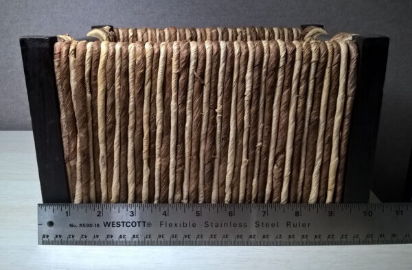 Rustic 10" Rectangular Woven Basket Jute? Fibers W/ Wood Corners & Metal Handles - Image 4