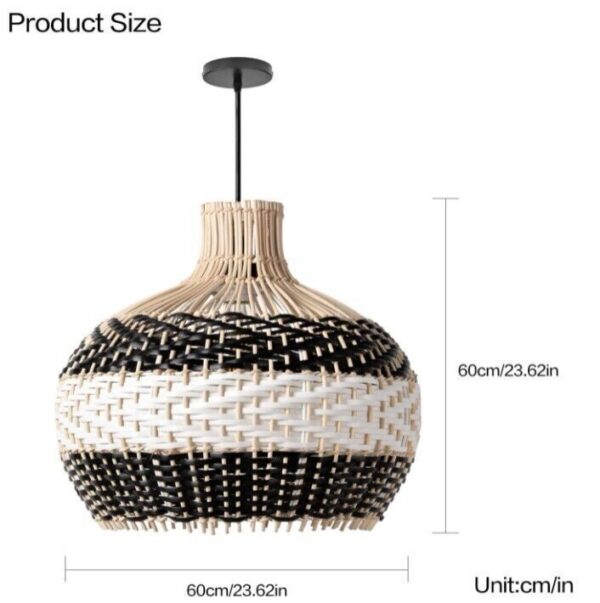 Rustic Vintage Hanging Ceiling Lamp Bamboo Rattan Wicker Pendant Light Fixture - Image 3