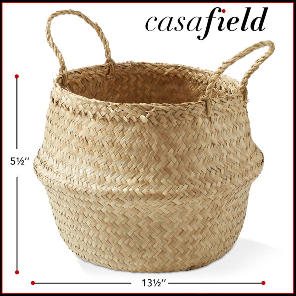 Seagrass Belly Basket Planters, Boho Woven Storage Bins Plant Pot Covers - Image 6