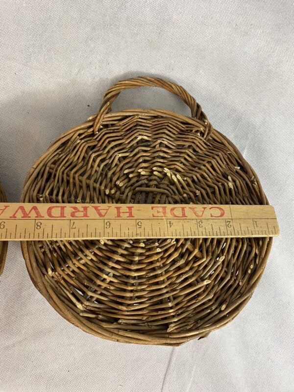 Set 2 Hanging Wicker Grapevine Round Baskets Wall Pocket Decor Primitive - Image 5