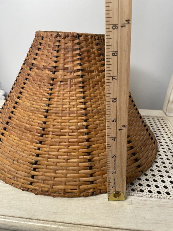 Set 2 VTG Wicker Rattan Lamp Shades Boho Basket Woven Cottage Beach - Image 2