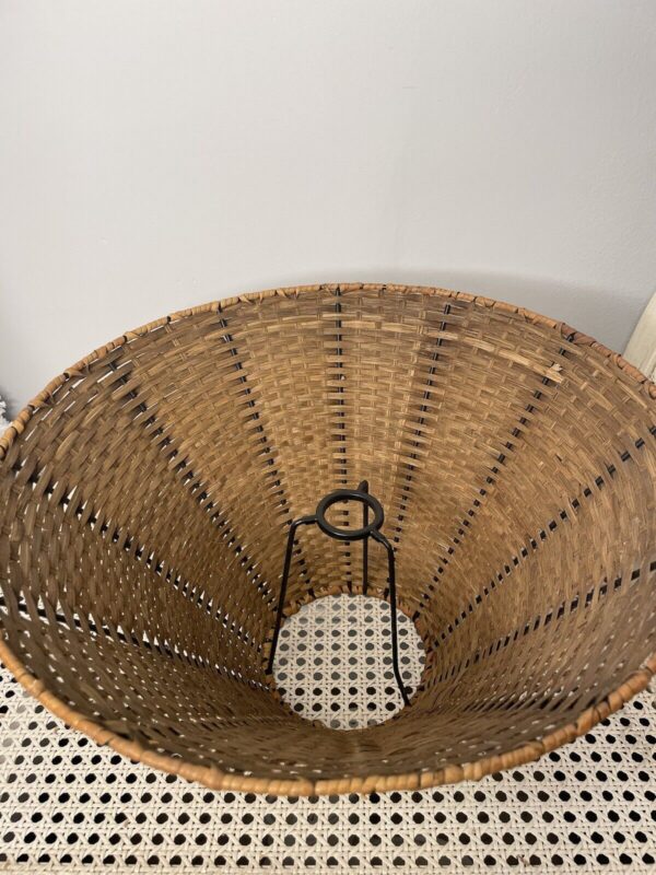 Set 2 VTG Wicker Rattan Lamp Shades Boho Basket Woven Cottage Beach - Image 3