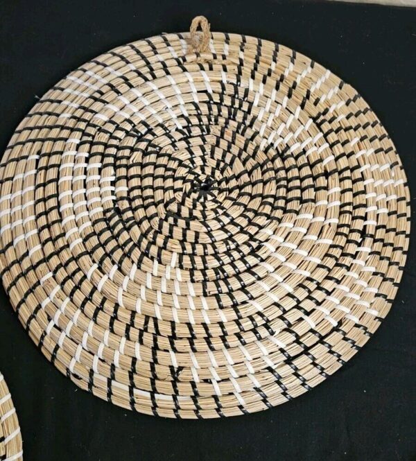 Set 3 Boho Wall Baskets Hanging Woven Wicker Decor Bedroom Living Seagrass - Image 5