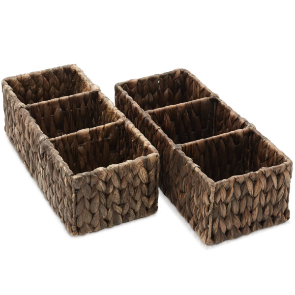 Set of 2 Hyacinth Storage Baskets, Woven Wicker Bathroom Storage Bin Organizers - Image 3