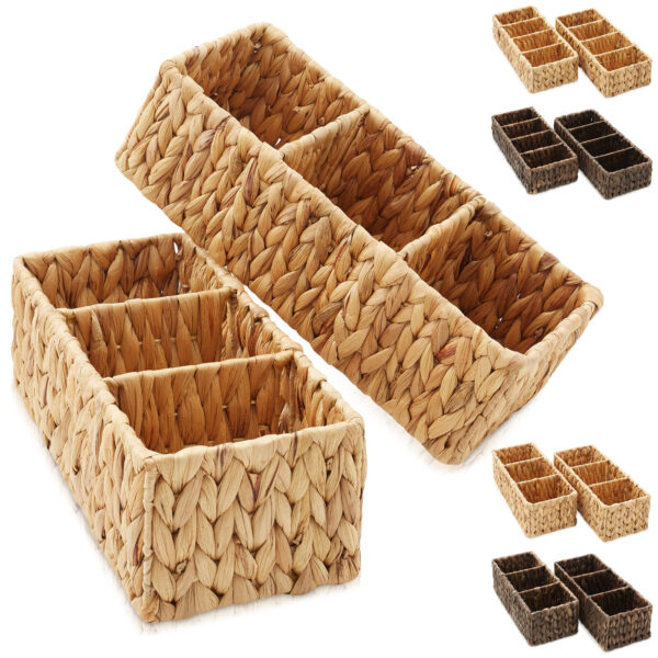 Set of 2 Hyacinth Storage Baskets, Woven Wicker Bathroom Storage Bin Organizers