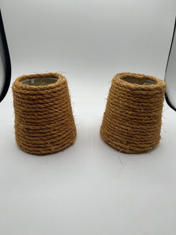 Set of 2 Rope Woven Lamp Shade Boho Small 4.5" Height - Image 4