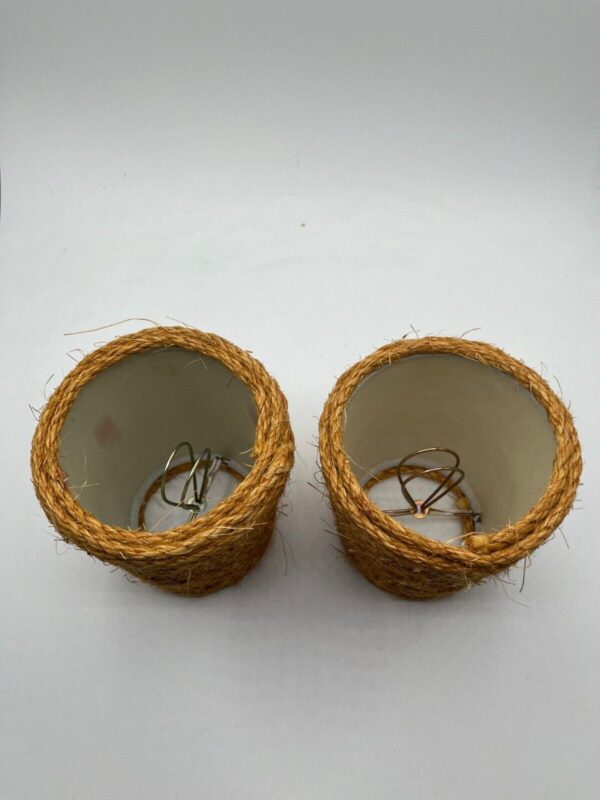 Set of 2 Rope Woven Lamp Shade Boho Small 4.5" Height - Image 2