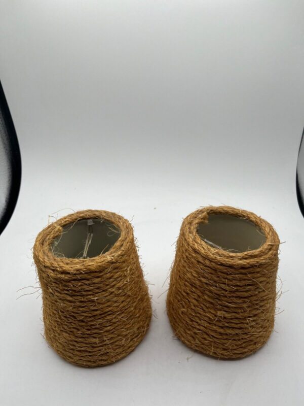 Set of 2 Rope Woven Lamp Shade Boho Small 4.5" Height - Image 4