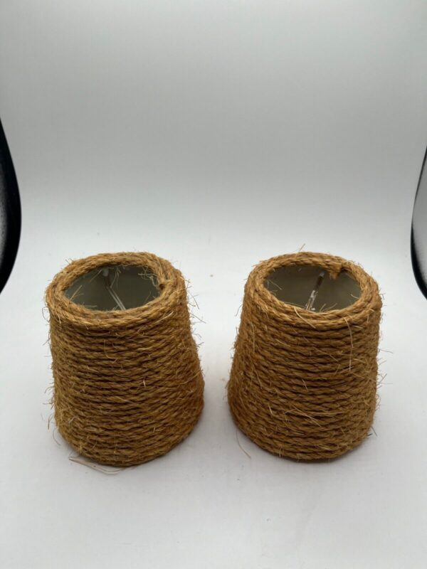 Set of 2 Rope Woven Lamp Shade Boho Small 4.5" Height - Image 5