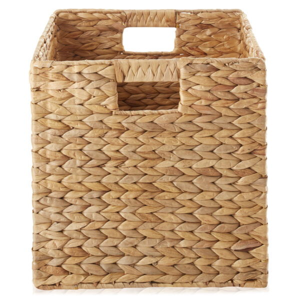 Set of 4 Hyacinth Storage Cubes, 12x12 Wicker Basket Bins for Shelves, Natural - Image 4