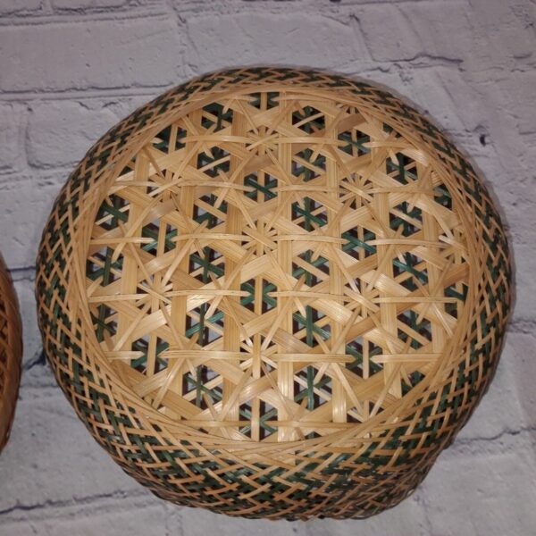 Set Of 4 Vintage Woven Round Baskets Boho Handmade - Image 2