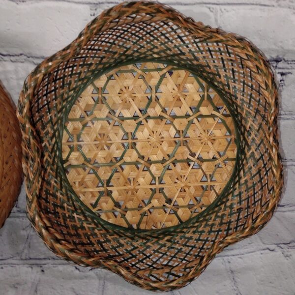 Set Of 4 Vintage Woven Round Baskets Boho Handmade - Image 6